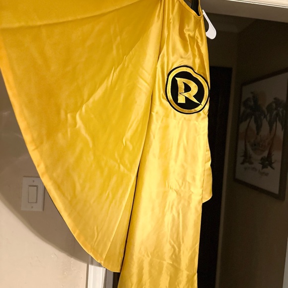 Yellow Satin Robe with Black Logo - Picture 4 of 6